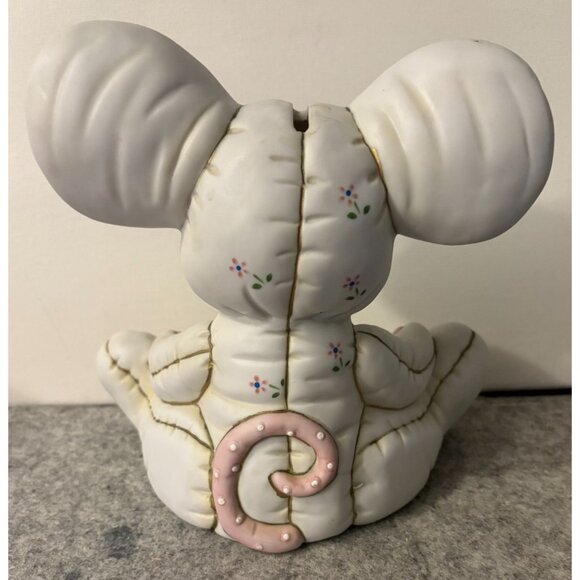 Vintage 1987 Lefton Quilt Look Mouse Piggy Bank   # 3008 - Picture 2 of 4